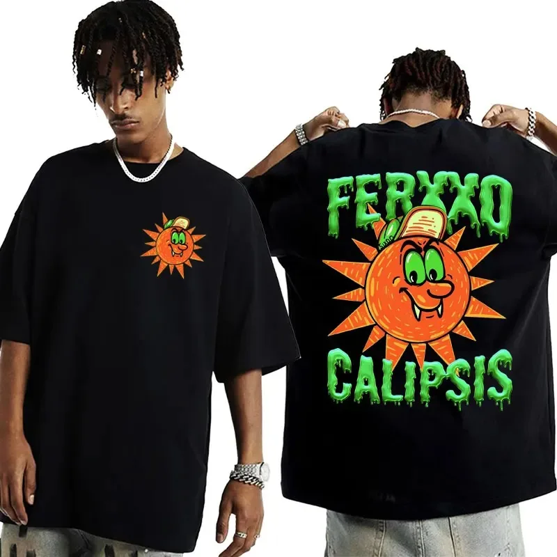 Rapper Feid Ferxxocalipsis World Tour Tee Shirt Men's Harajuku Hip Hop Style T Shirts Summer 100% Cotton T-shirt Tops