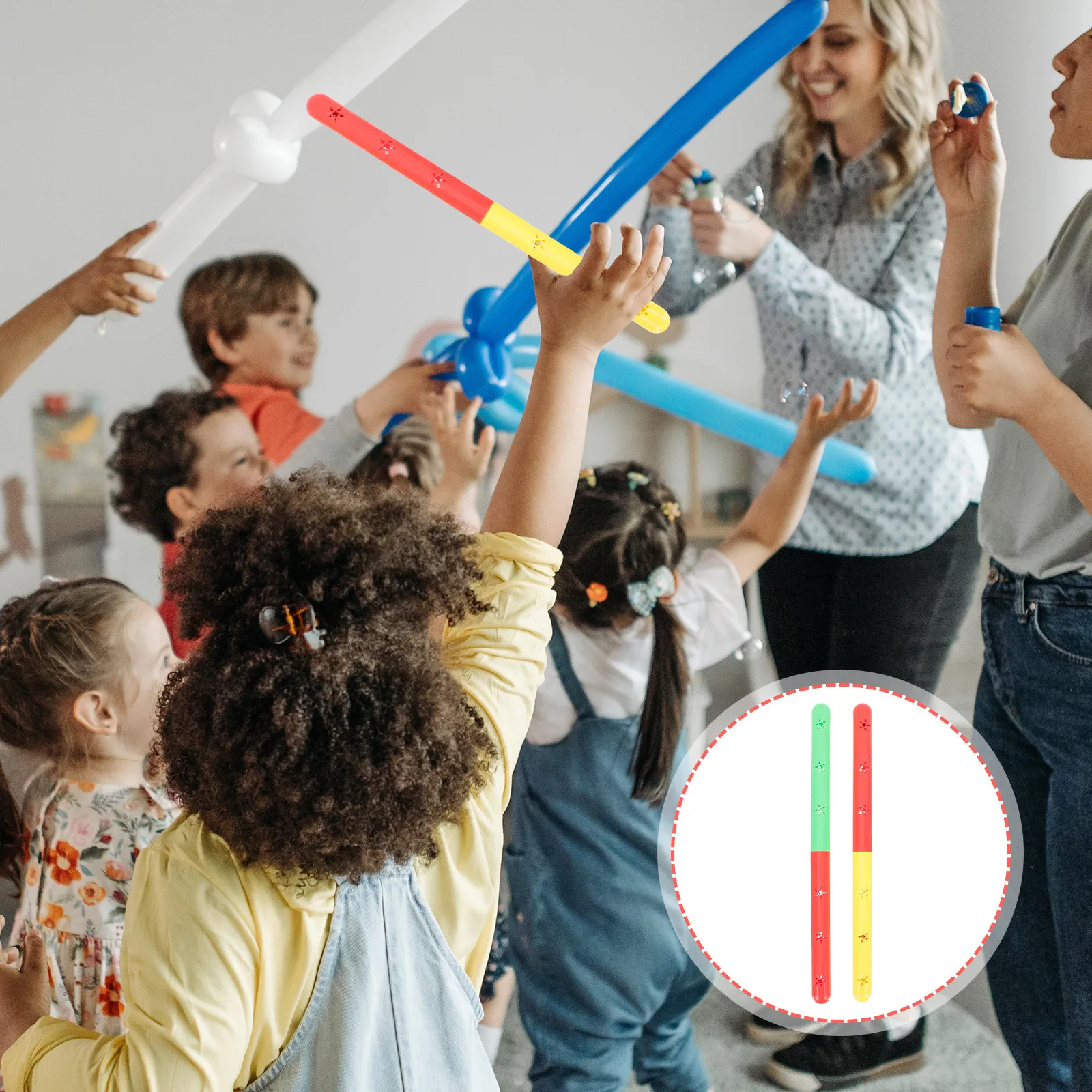 2Pcs Dual-Color Fitness Sticks Relay Race Sticks for Children Outdoor Sports Stick for Race Track and Field Training Supply