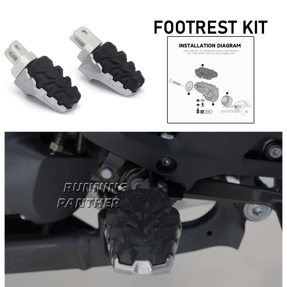 

Motorcycle Accessories Foot Pegs Rest Pedal Set Footpeg Footrest Kit For Yamaha Tracer 9/GT 2020-2024