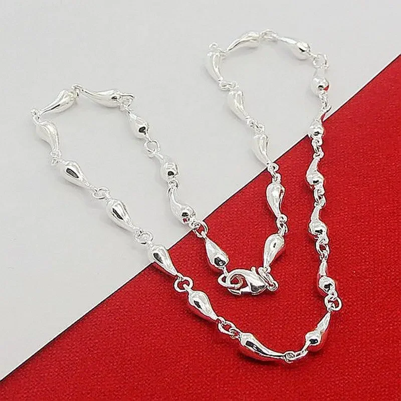 CHUANGCHENG Elegant Drops 925 Sterling Silver Water Drop Pendant Necklace Chain Accessories Jewelry