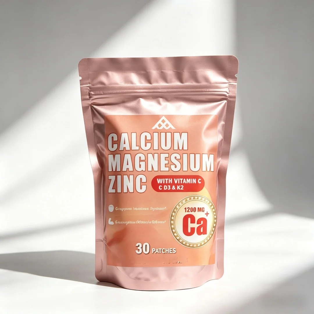 30 Patches Calcium Magnesium Zinc Transdermal Patches With Vitamin C D3 K2 For Bone, Muscles, Calm Mood & Sleep Support