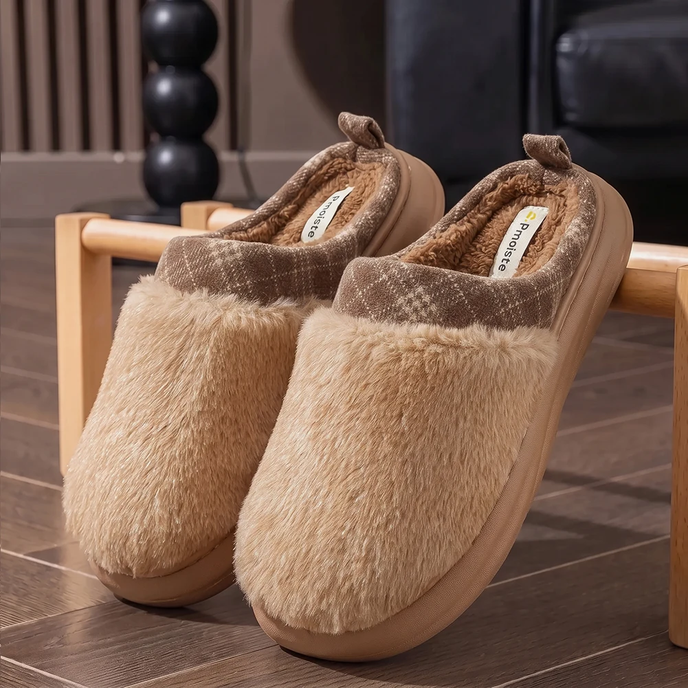 Women's wide last arch support slippers EVA plush upper splicing soft and comfortable memory cotton pad home shoes