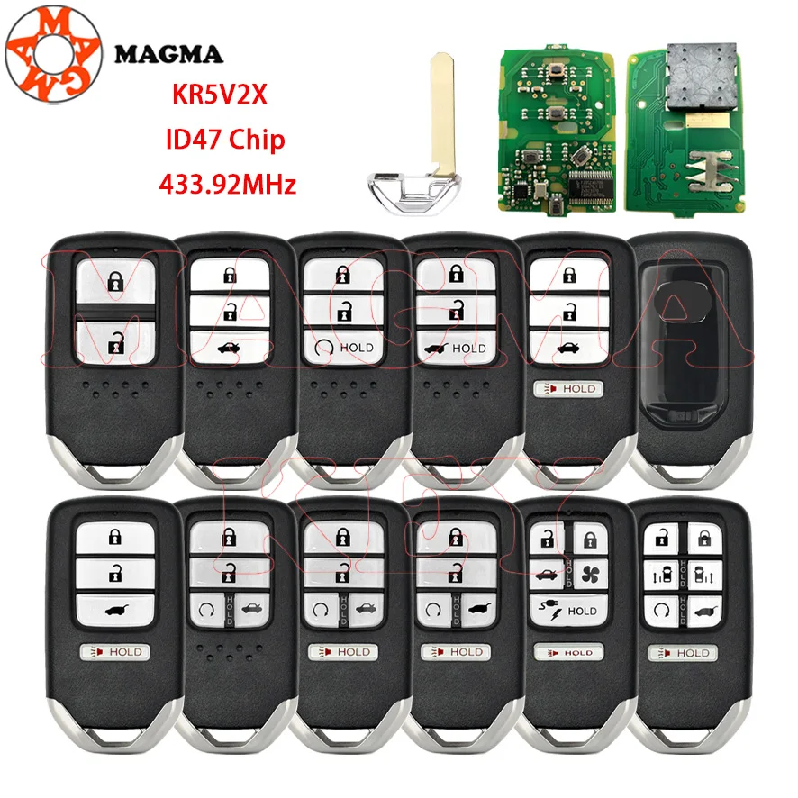 MAGMA ID47 433MHz رقاقة PCF7938 FCC KR5V2X لهوندا سيتي/سيفيك/CR-V/HR-V/جاز/أوديسي/فيزيل مفتاح بعيد 2-7 أزرار 2016-2020