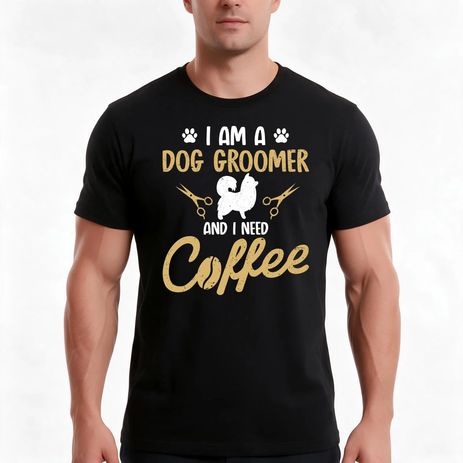 I Am A Dog Groomer and I Need Coffee funny dog grooming pet stylist gift T-Shirt Summer Casual Cotton Tee Unisex Men Women