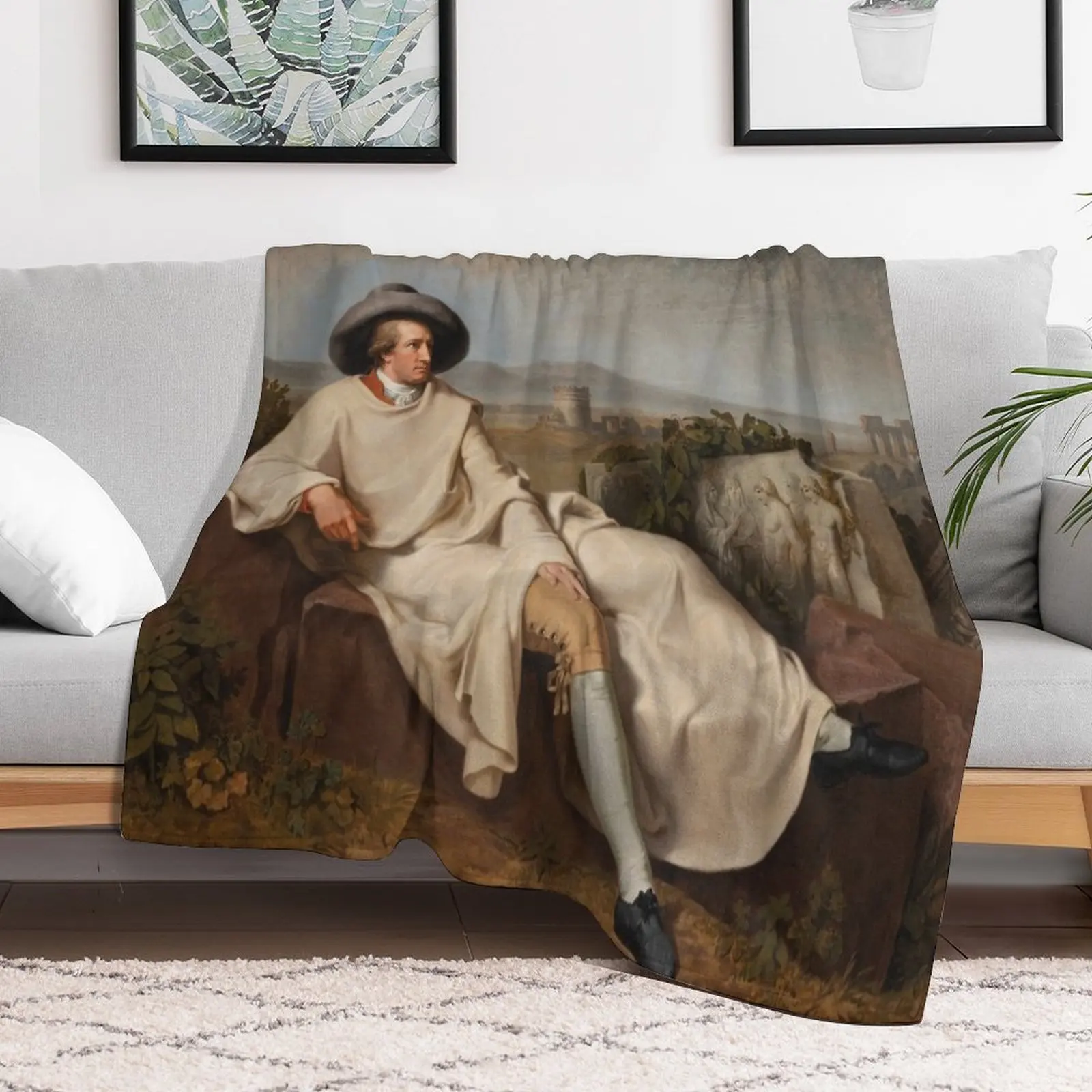 Johann Heinrich Wilhelm Tischbein, Goethe in the Roman Campagna Throw Blanket Warm Bed Blankets