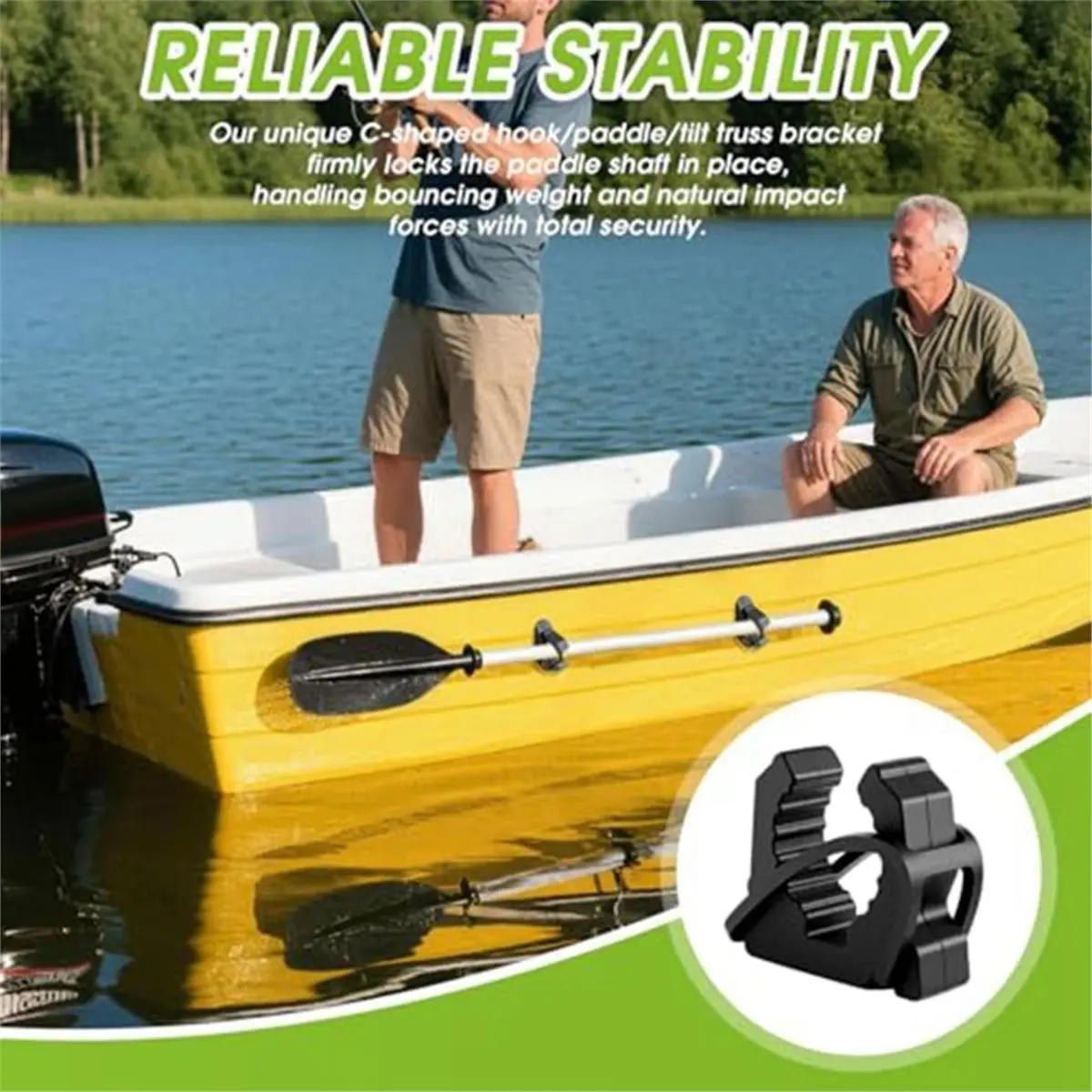 618 Mega Sale 4PCS Boat Hook Holder with Rubber Spring Strap, Quick Release Boat Hook Boat Spring Clips for Boat Hook, Push Pole