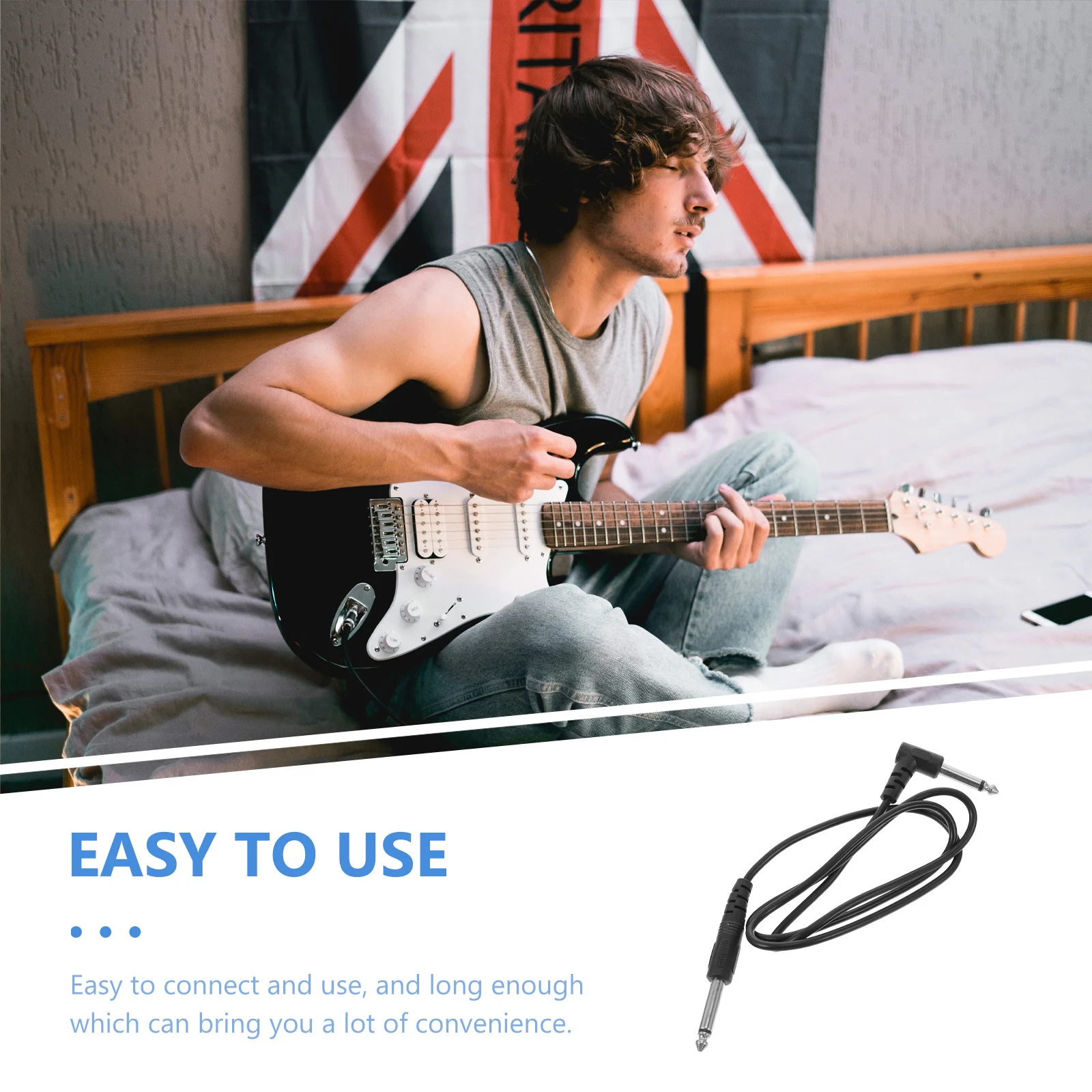 

3pcs Guitar Audio Cable 6.35Mm Electric Guitar Connect Wire Wear-Resistant Sturdy Instrument Adapter Cord For Speaker Portable