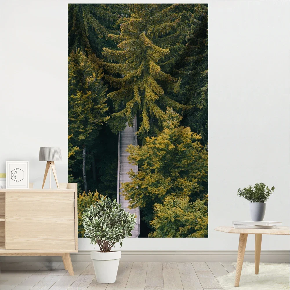 Natural Landscape Tapestry Banners Forest Roads Aesthetic Artistic Conception Student Dormitory Living Room Bedside Wall Hanging