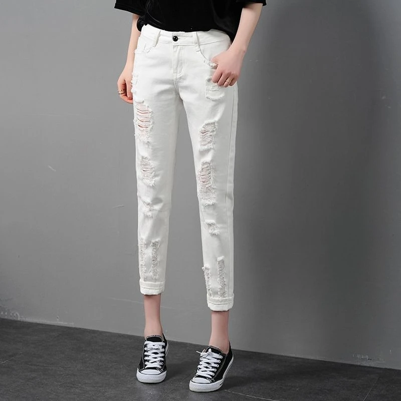 

Women's Baggy Ripped Jeans Distressed Cropped Ankle Length Slim Fit New Arrival Spring Summer 2026