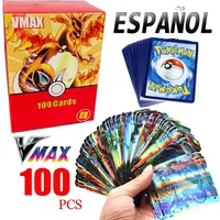 *&100PCS Spanish Pokemon Game Card GX V Mega Shining Game Battle Carte Trading Collection Cards Toys Children Gifts