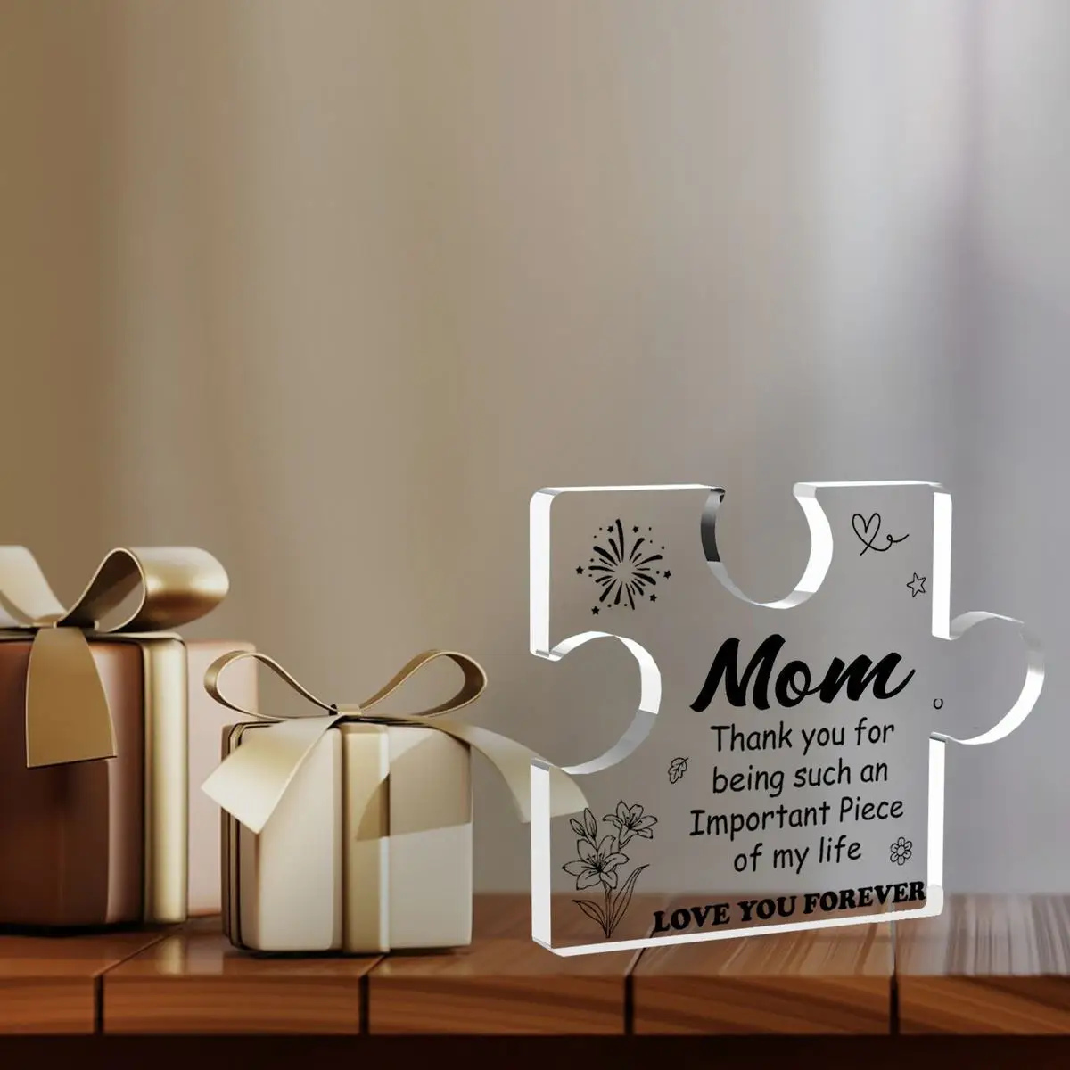 Gifts for Mom Birthday Mothers Day Christmas Gifts from Daughter son  Thank You Acrylic puzzle gift，Desktop logo souvenir