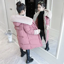 Girl Winter Jacket Kids Outdoor Warm Coat Thick Parka Children's Clothing Windproof Cotton Jacket Fur Hooded Outerwear 3-13 Year