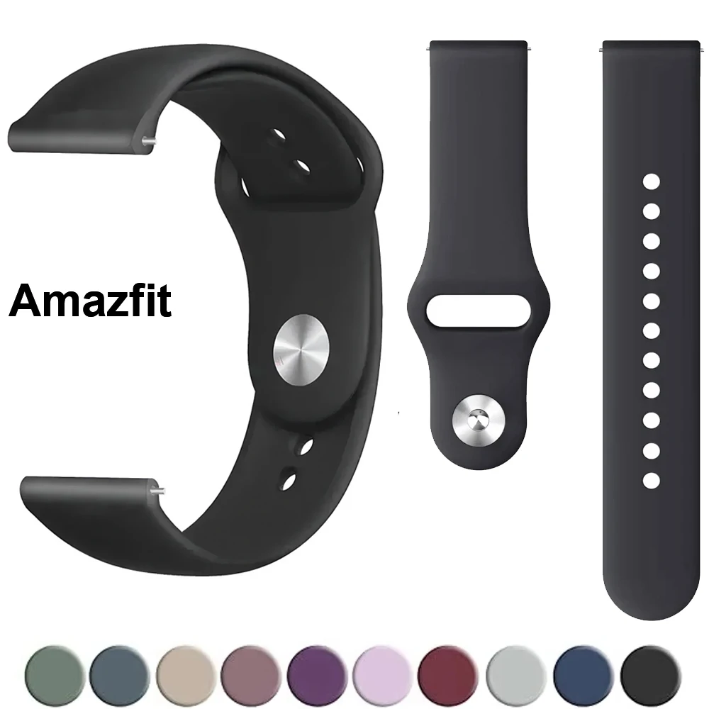 Pulseira de silicone para Amazfit Helio/Balance 2 Bip 5 6, compatível com Amazfit GTS 4/3/2/2e/Mini/GTR 42mm/GTR 4/3 Pro 20mm/22mm.