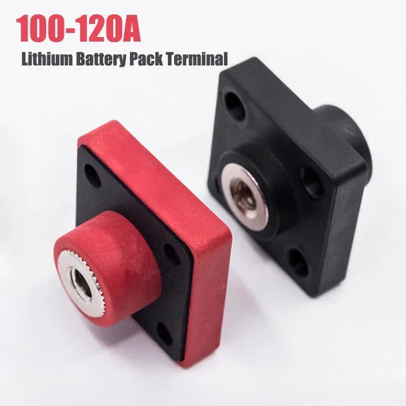 100-120A Lithium Battery Pack Terminal Without Cover High Current Pure Copper Inverter Energy Storage Connector Red/Black 1pc