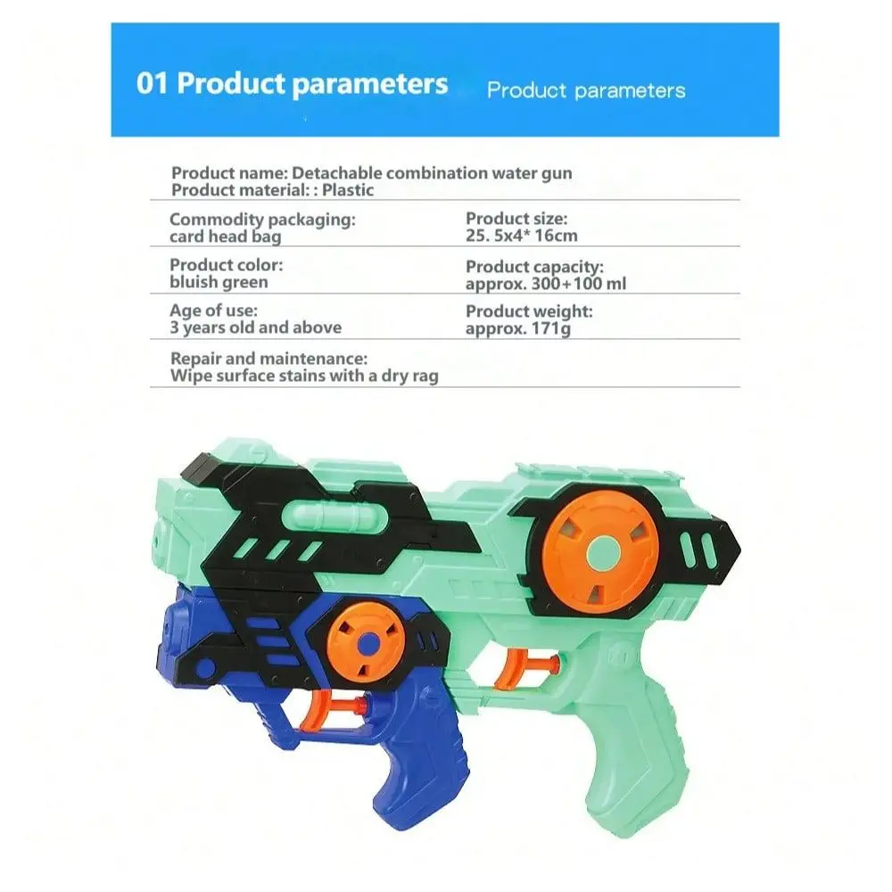 

Release HighQuality Large Capacity Cartoon Water Gun, Detachable DualBarrel Water Gun, PullOut AntiLeakage Water Shooter, LongR