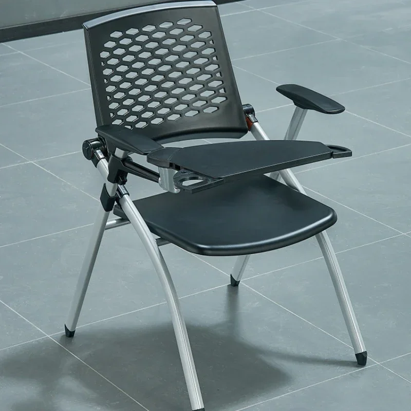 Training chair with table, folding chair, office plastic, four-wheeled conference chair with wheels, writing board chair