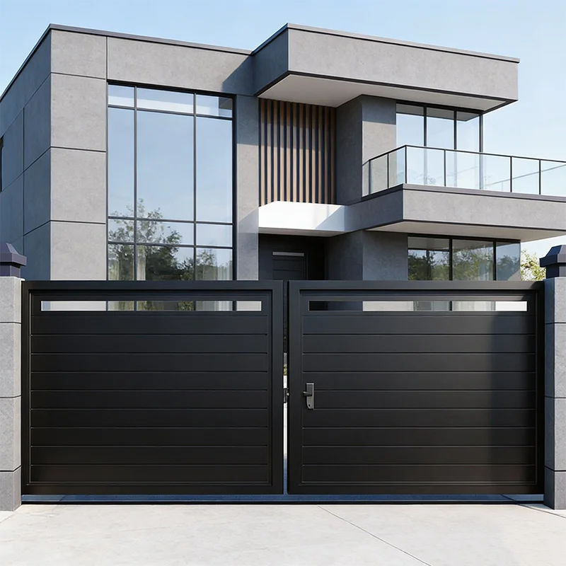 Modern Simple Design Electric Automatic Front Exterior Gate Design Eco Friendly Durable Waterproof Sliding Aluminum Garden Gate