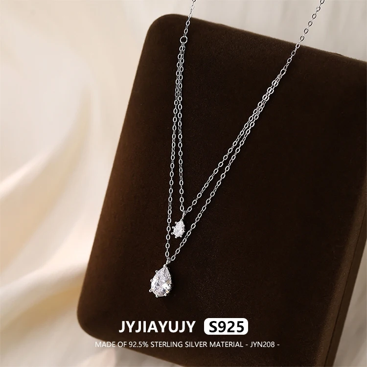 

JYJIAYUJY 100% Whole Original Sterling Silver S925 45CM Necklace Chain Double Lyered Wter Droplet Jewelry Gift Daily JYN208