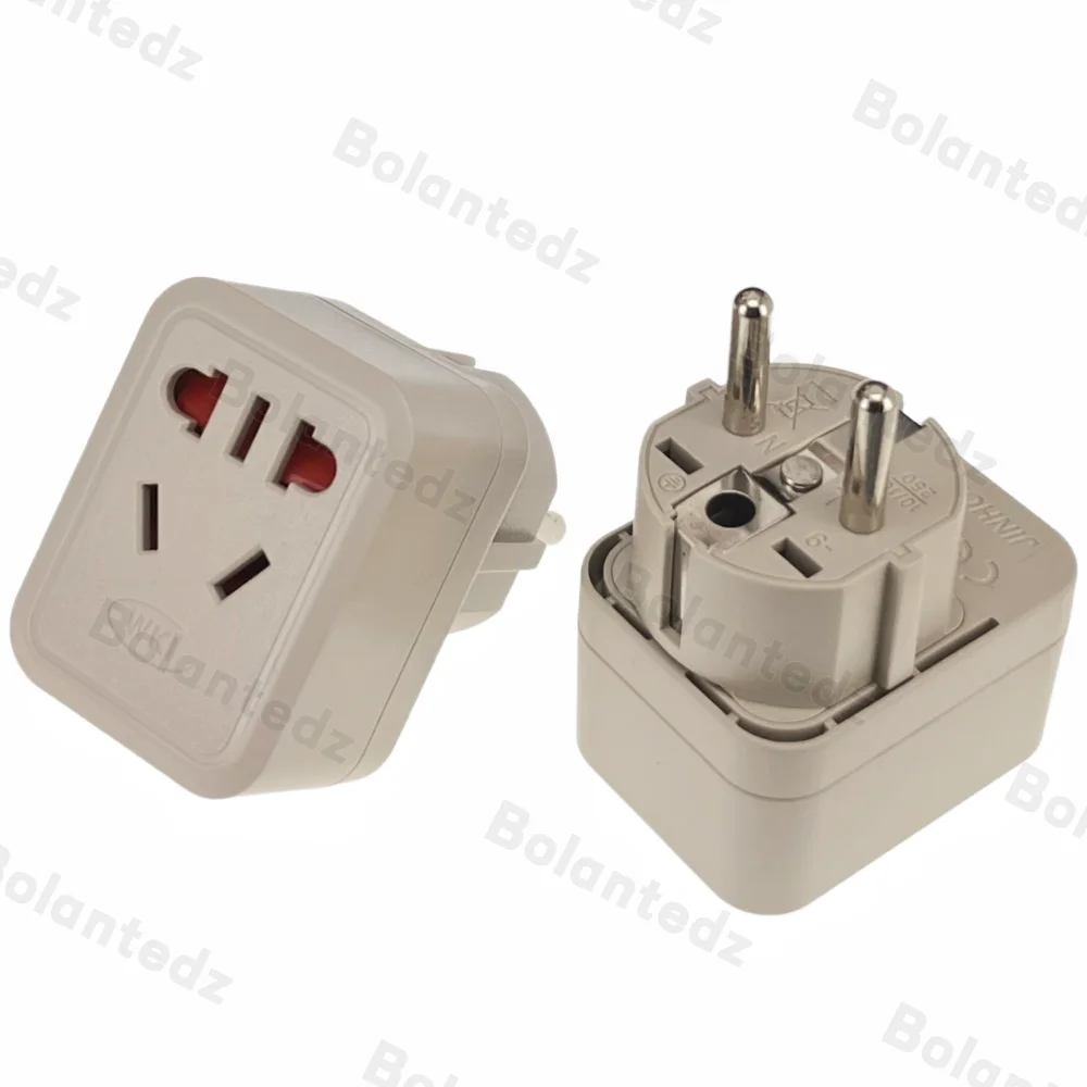 2 in 1 AUS AU EU US to EU Schuko Type-F Travel Plug Converter Round 2 Pins France Poland Bali South Korea Power Plug Adapter