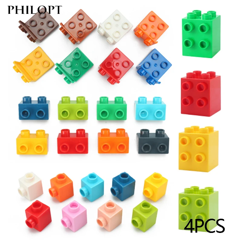 4PCS Large Size Building Block High Corner Brick 2×2 Transparent Fruit Series DIY Assembled Creative Toy For Children