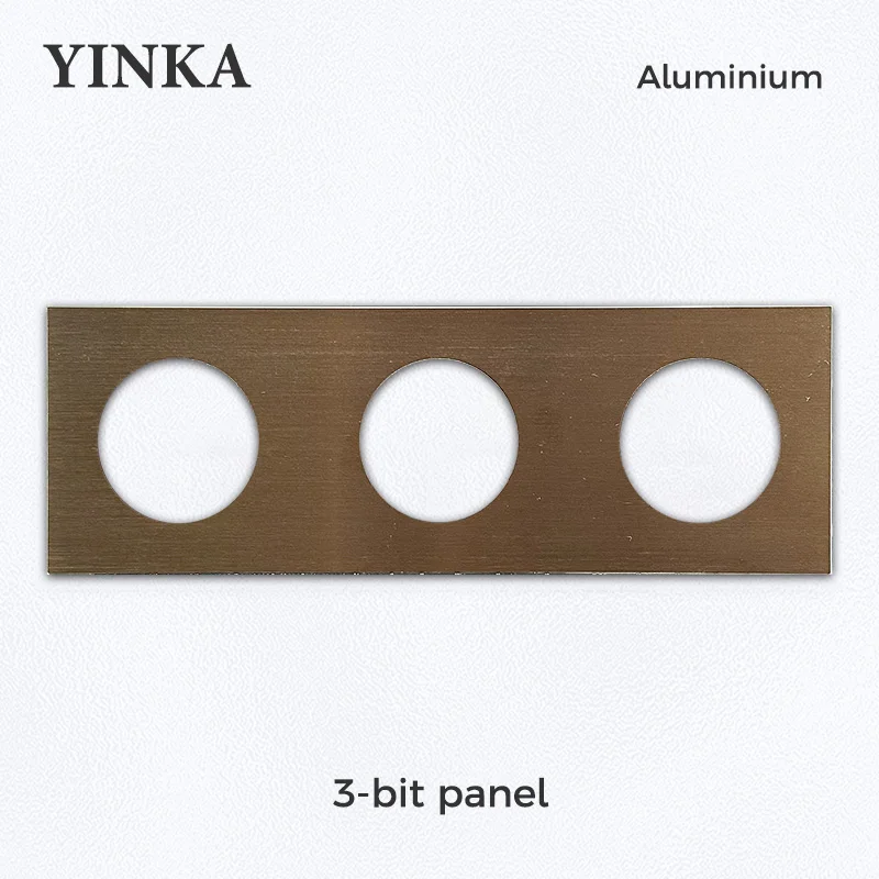 Koffiekleurig aluminium geborsteld wandschakelaar en stopcontactpaneel, 1/2/3/4/5 bende geïntegreerd ontwerp, moderne metalen elektrische huisserie
