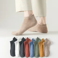 Calcetines de algodón puro antiolor para hombre, medias transpirables que absorben el sudor, Color sólido, 5 pares