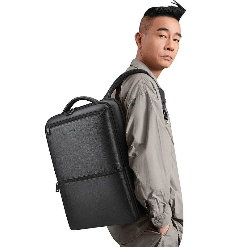 

Leather men's backpack, large capacity laptop bag, multifunctional student backpack, travel bag