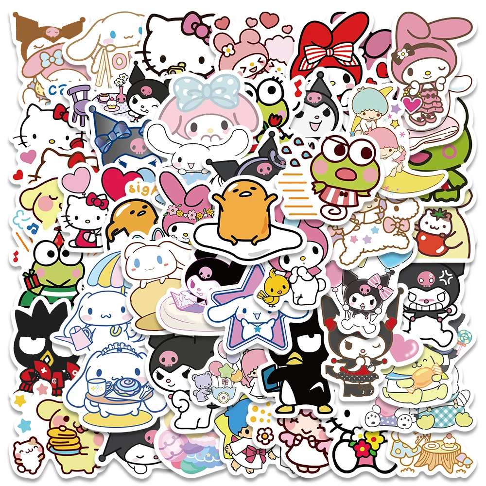 About 50Pcs Sanrio Stickers Cartoon Cute Winnie The Pooh Princess Graffiti Stickers Portable Suitcase Waterproof Sticker Toys