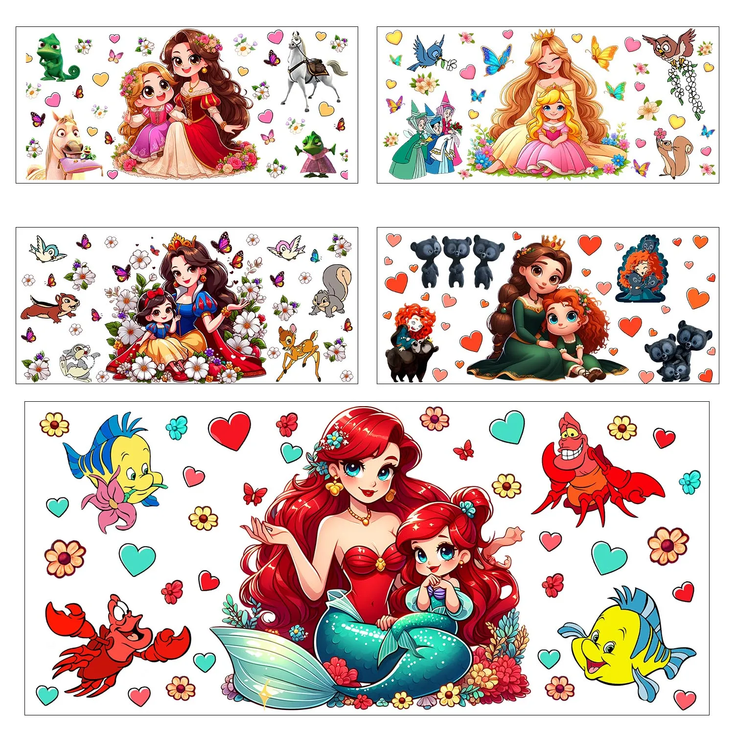

Best MOM Princess series Easy peel waterproof DIY Decals 3D transfers uvdtf stickers 16oz uv dtf tumbler cup wraps sticker