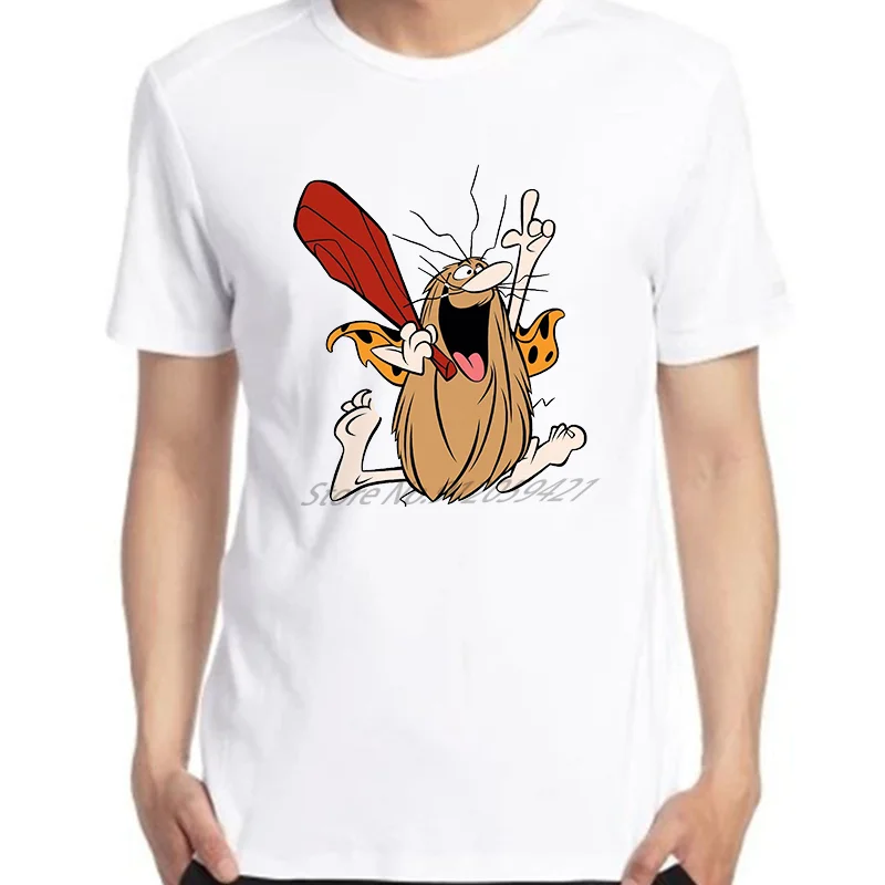 Captain Caveman Classic Graphic T-Shirt Cotton Short Sleeve Men's Summer Fashion Top Tees