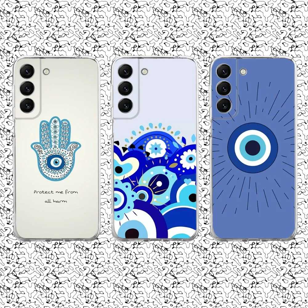 

Lucky Blue eyes olho grego Phone Case Silicone For Samsung S30,S23,21,22,20 Ultra,S20 FE lite,S10,9,PIus Note20ultra Cover Clear