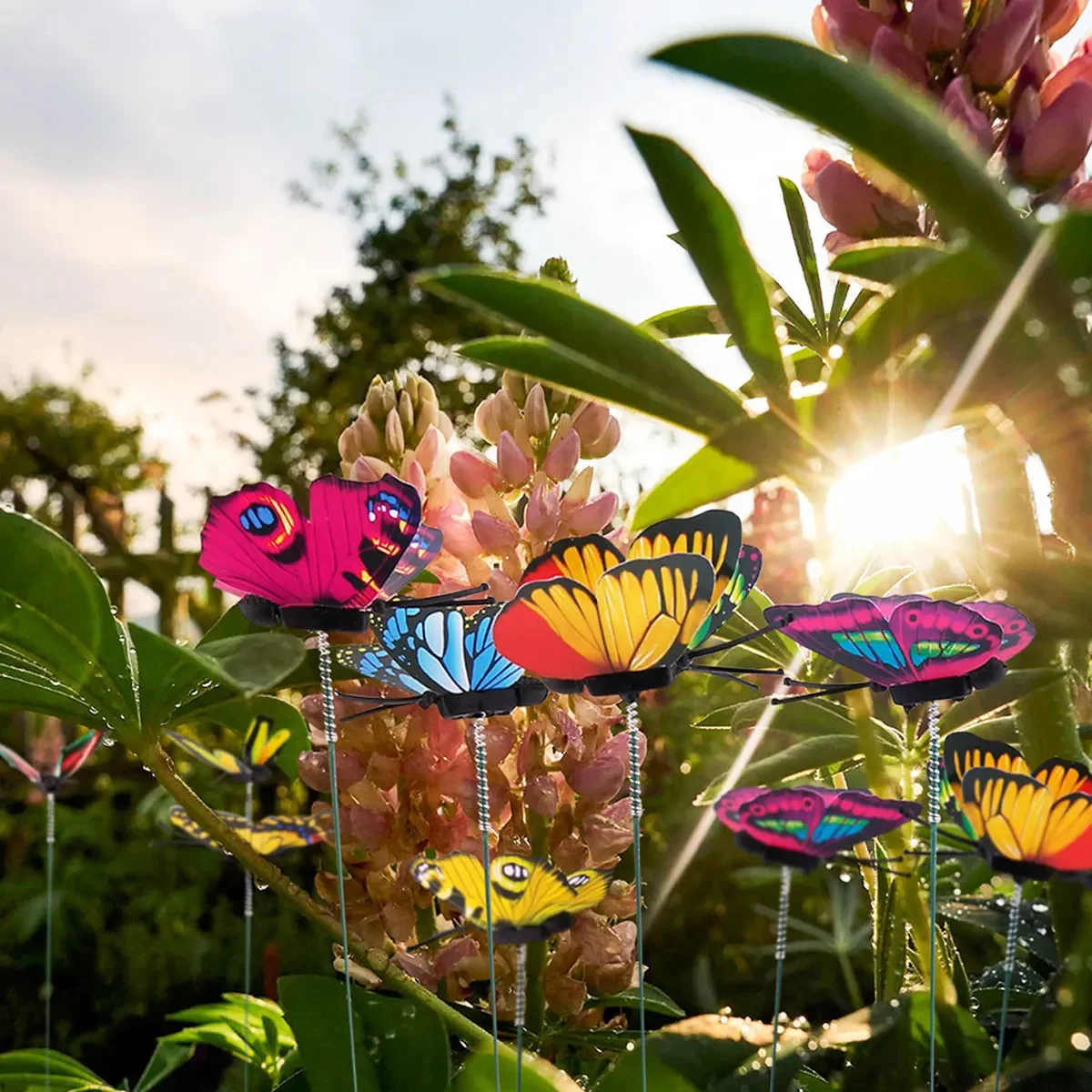 50pcs Butterfly Stakes Colorful Simulation Butterfly Outdoor Garden Yard Plant Flower Pot Spring Garden Decoration 25*4cm