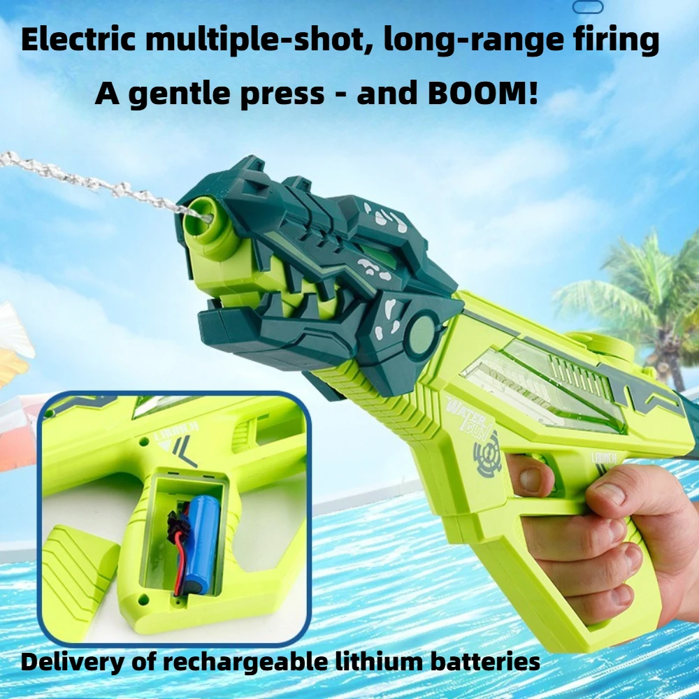 Cartoon Dinosaur Shark Electric Water Blaster Automatic Continuous Spray Fun Outdoor Water Play Toy for Kids Birthday Gift