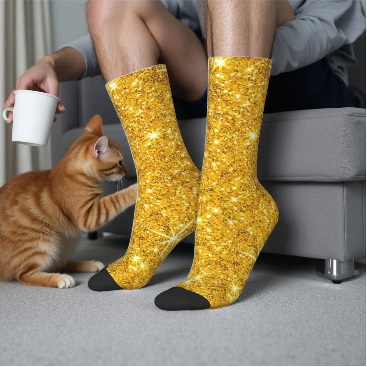 

Блестящие золотые носки в стиле Харадзюку, супер мягкие чулки, всесезонные длинные носки, аксессуары для подарка на день рождения унисекс