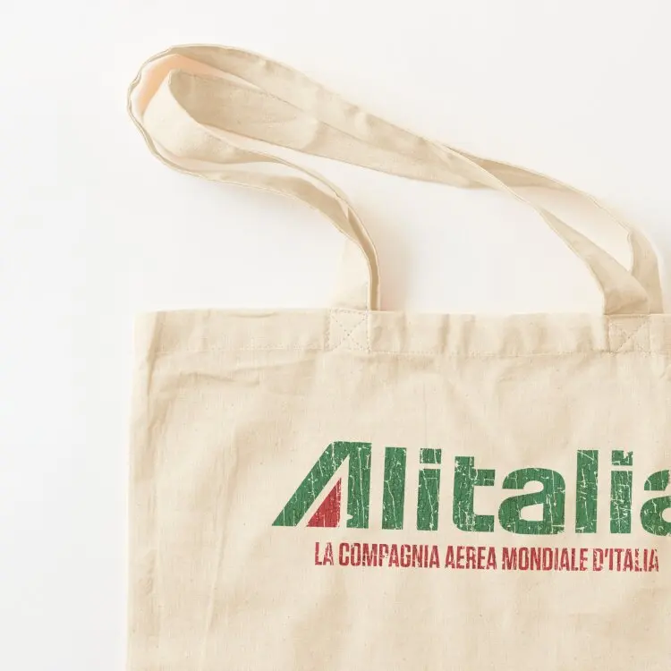 Alitalia - شركة الطيران العالمية الإيطالية 1946 حمل حقيبة الشاطئ حقيبة المرأة للمتسوقين حقائب من القماش حقيبة قماش مخصصة #3