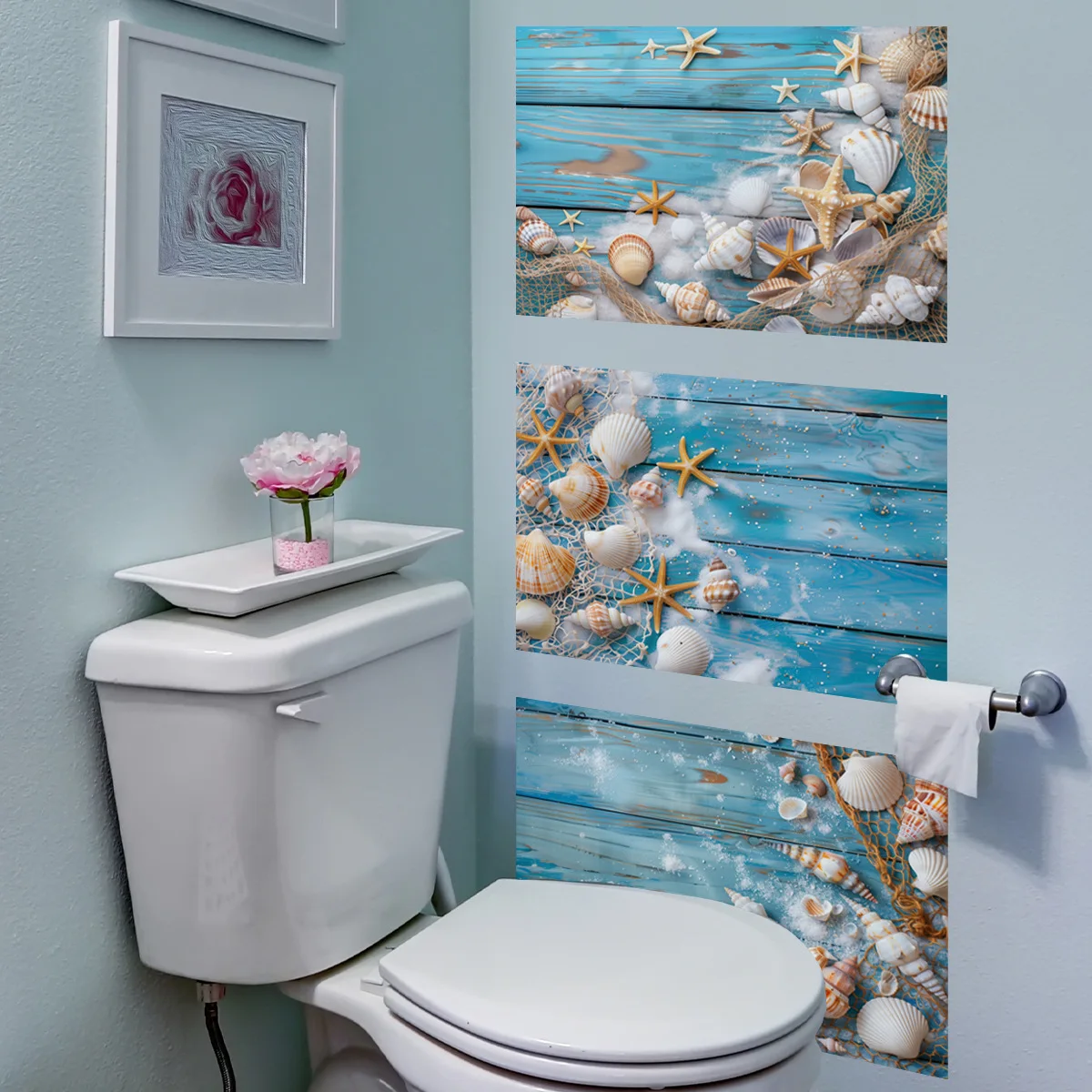 Triptych Bathroom Decorative Wall Sticker Living Room Bedroom Home Background Wall Sticker