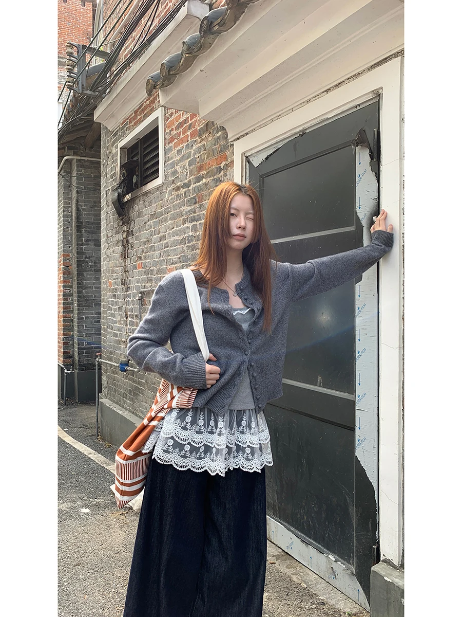 

Ele ey вязаный открытый кардиган женский модный осенне-зимний новый дизайн повседневный шерстяной свитер прямого кроя пальто