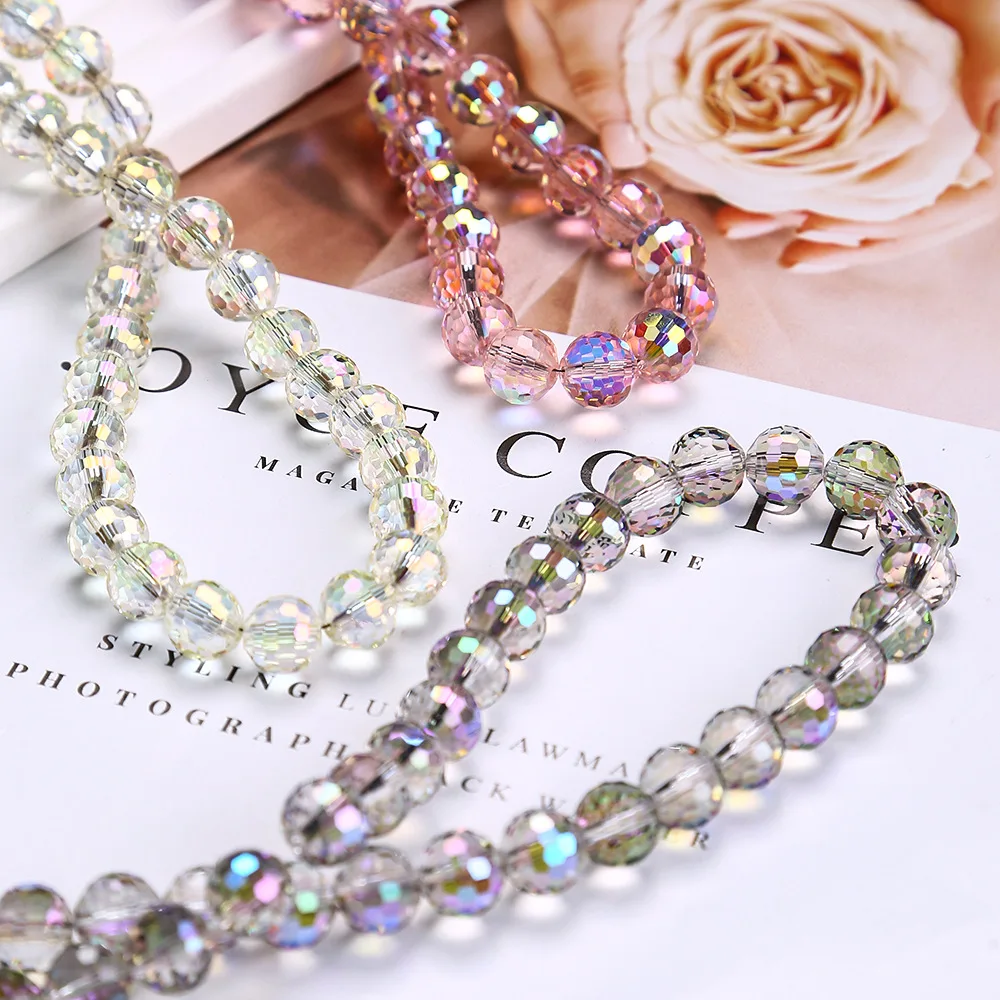 6/8/10mm Austria 96 Facet Glass Beads Crystal Beads Handmade Diy Bracelet Necklace Jewelry Handmade Beads Accessories Wholesale
