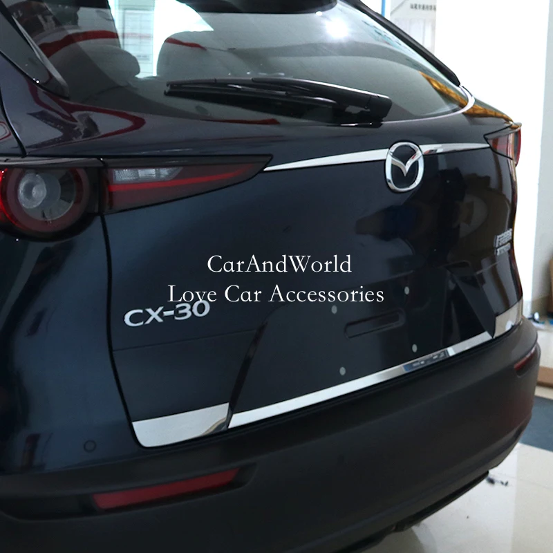 

Stainless Steel Rear Trunks Protector Strip Tail Door Edge Trims Cover Car Decorative Accessories For Mazda CX-30 CX30 2020-2053