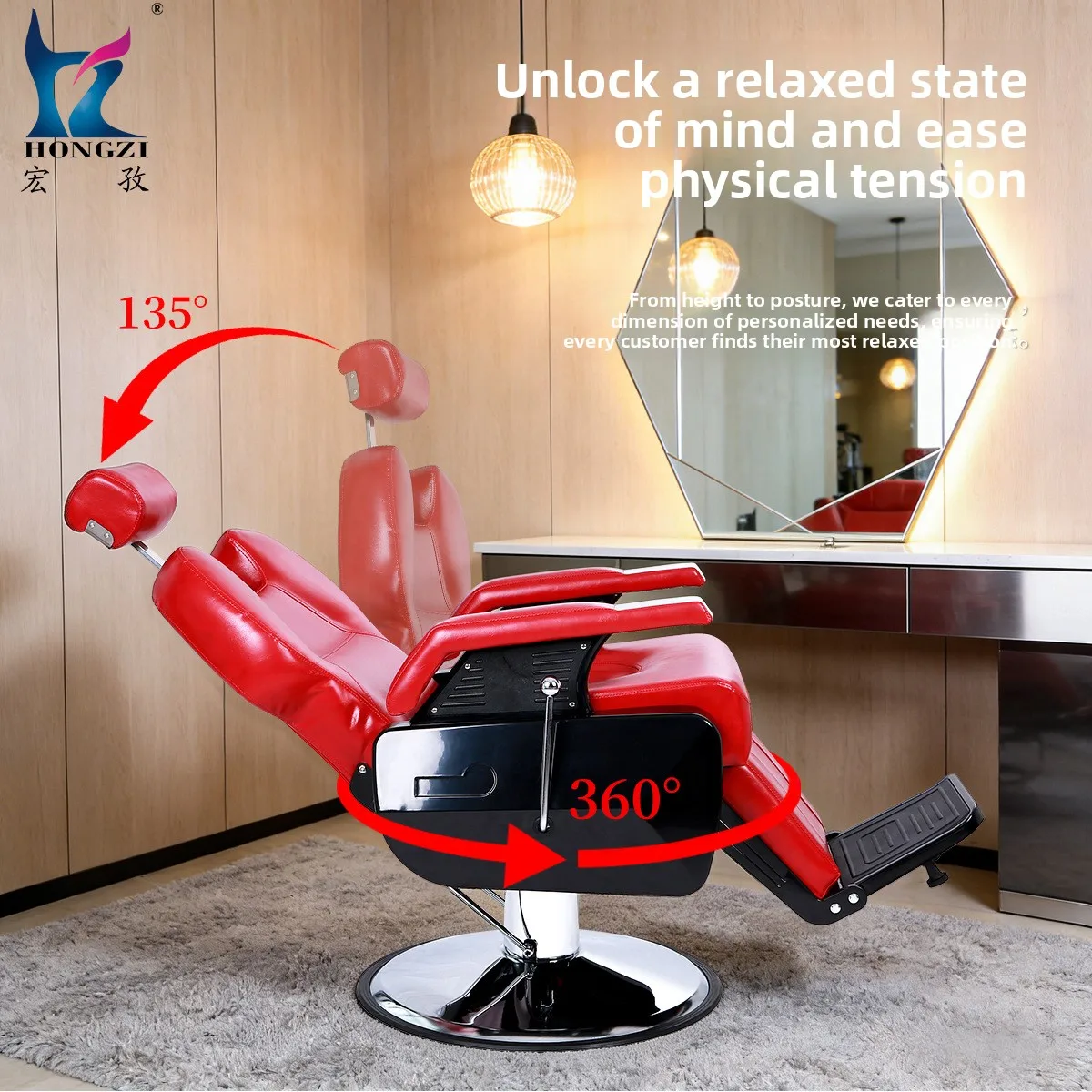 LH heavy-duty barber chair lifting and rotating reclining multi-functional chair for hair salons