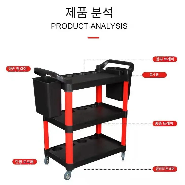 Car Wash Shop Car Beauty Tool Car Special Multi-function Plastic Three Layers Mobile Storage Trolley Shelf Car Repair Trolley