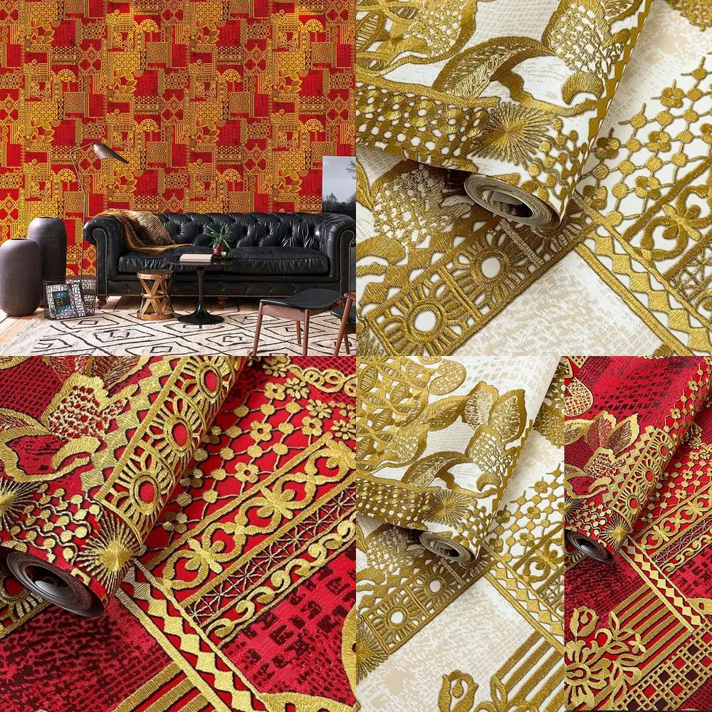 Classical Ethnic Style Wallpaper for Bedroom Living Room Dining Room Restaurant Wall Decor Palace Style Background Wall Paper