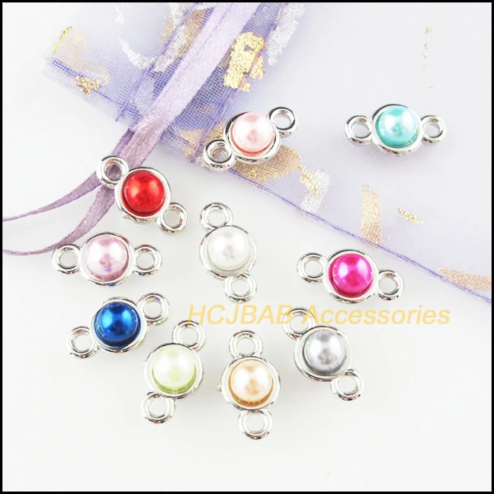 New Mixed Acrylic Charms Dull Silver Plated Round Circle Star Square Pendants Connectors DIY J137