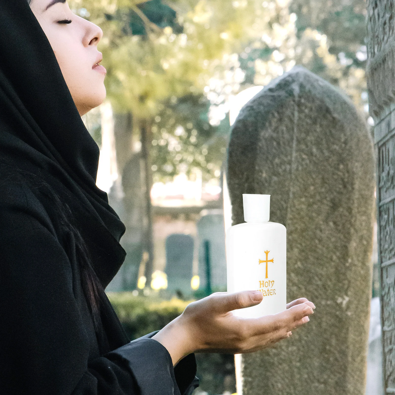 

4Pcs Holy Water Bottles Plastic Small Lightweight Decorative Cross Pattern for Church Festival Wedding Baptism Travel