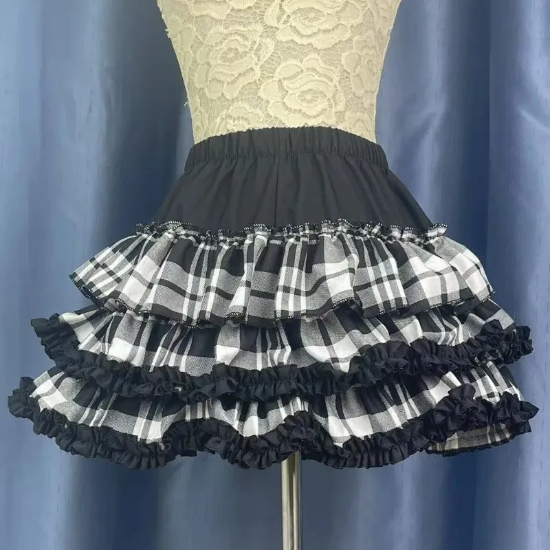 Sweet Gothic Elastic Waist Harajuku Y2k Lolita Women's Mini Skirt Chic Ruffle Subculture Design Retro Cake Skirt Woman Clothes