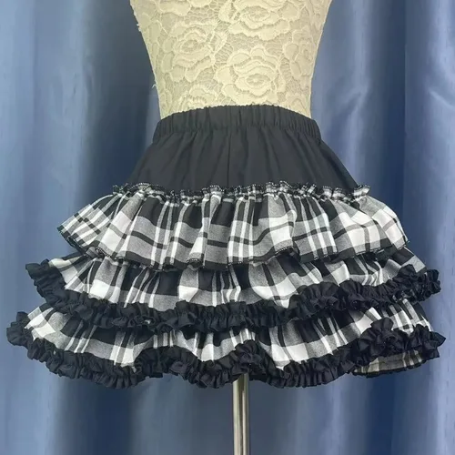 Imagen 2 del producto Dulce gótico cintura elástica Harajuku Y2k Lolita Mini falda de mujer elegante diseño de subcultura con volantes falda de pastel Retro ropa de mujer