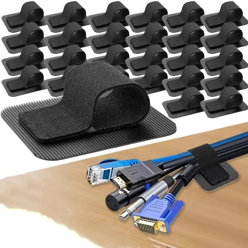 Adjustable Reusable Charger Cable Ties Self Adhesive Cord Organizer Straps Fastening Wire Desk Management Fastener Home Office