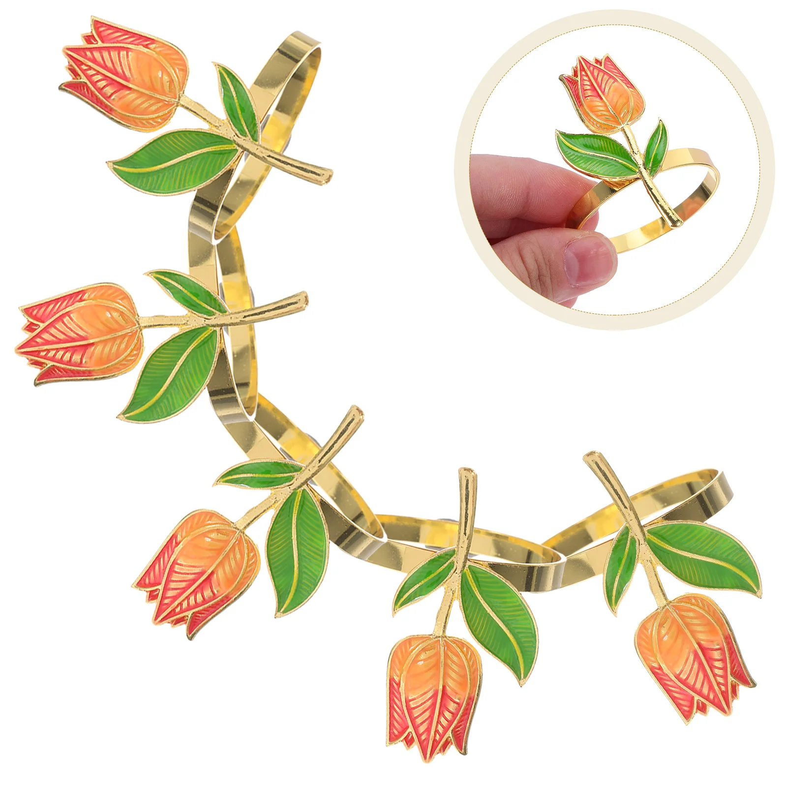 

6Pcs Metal Napkin Rings Flower Shaped Zinc Alloy Serviette Buckles Wedding Party Banquet Table Decor Elegant Dinner Napkin