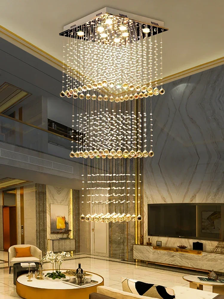 

Ceiling Lamp Modern Large Crystal LED Ceiling Chandelier Luxury Design For Staircase Villa Hotel Lobby Indoor Decor Luminaire