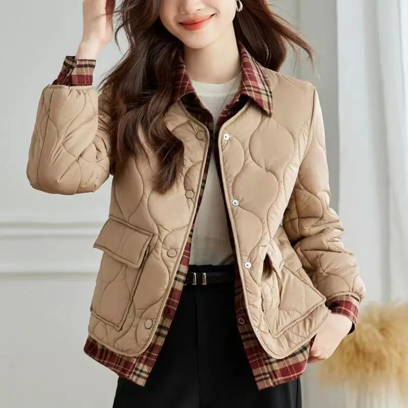 

Cotton Jacket Fake Two-piece Coat New Fashionable Light Casual Short Mother Splicing